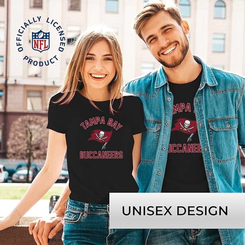 NFL‘47 Brand Tampa Bay Buccaneers Big Game Day T-Shirt Unisex Short Sleeve Black